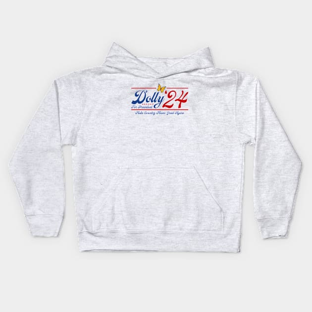 Dolly Parton 2024 For President Kids Hoodie by flataffex